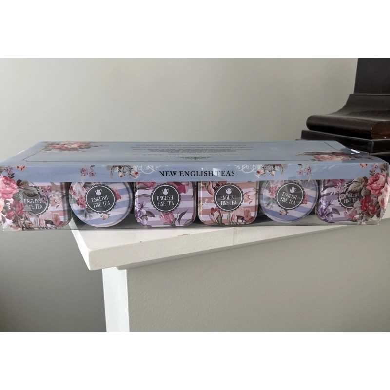 NEW English Fine Tea Gift Set, 6 Tins, 72 Teabags,