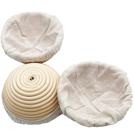 6pcs 5" Banneton Proofing Basket Round Bread Brotform with Liner Eco-Friendly Natural Rattan for Professional & Home Bakers