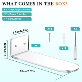 Pyatofyy 6 Pack Floating Shoe Shelves,Transparent Acrylic Shoe Display Shelves,for Display Collectible Shoe&Sneaker