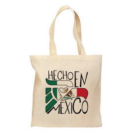 TOOLOUD Hecho en Mexico Design - Mexican Flag Grocery Tote Bag - Natural