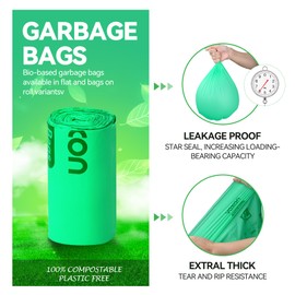 6L*30 Thickened Compostable Food Waste bags, VOXON 6L Biodegradable Kitchen Caddy Liners- EN13432 Certified,Pack of 1 Rolls with 30 Bags