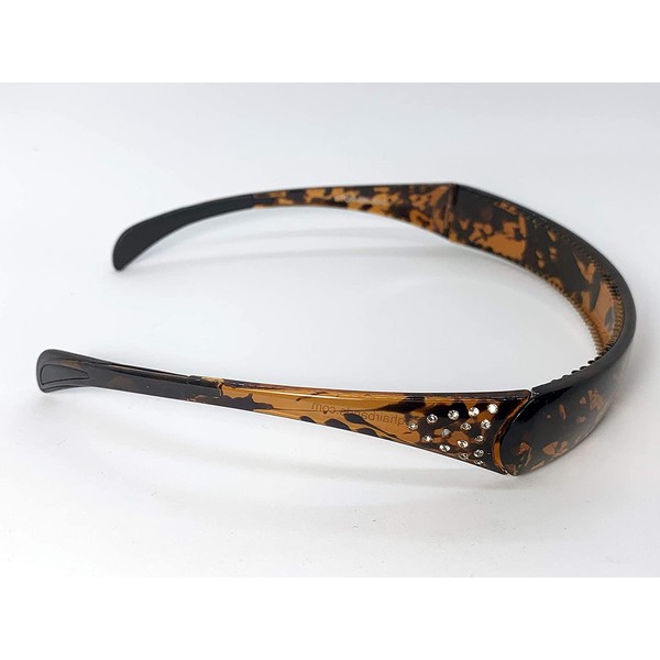 Hinged Headband fits like sunglasses providing lift and style without giving you a headache - by SqHair Band (Tortoise-Crystals)
