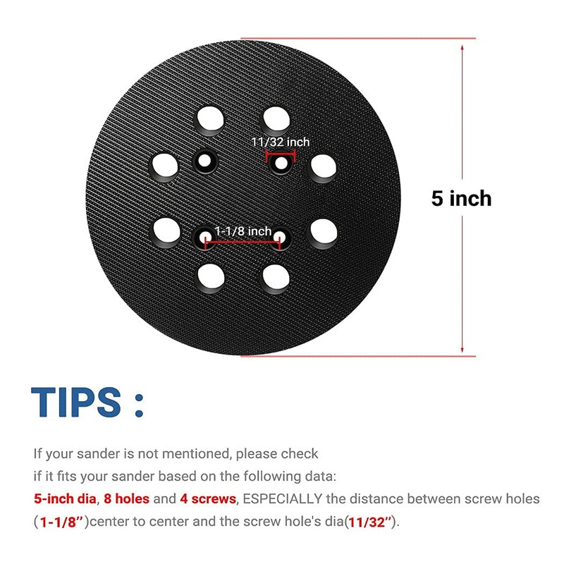 5 Inch Sander Hook and Loop Replacement Pad for Ryobi