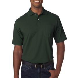 Jerzees 5.6 oz, 50/50 Jersey Pocket Polo with SpotShield, Small, Forest Green