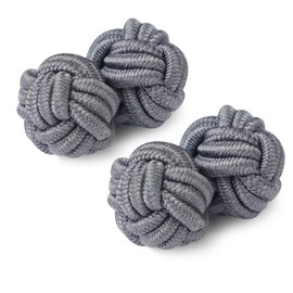Honey Bear Cufflinks Silk Knotted Fabric Cufflinks Knot Shape 1 Pair, Grey