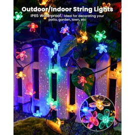 Brightown Brightown 60 LED Flower Solar String Lights Outdoor Waterproof Fairy Lights for Garden Yard Fence Patio Christmas Tree Wedding Party Decor, Multicolor