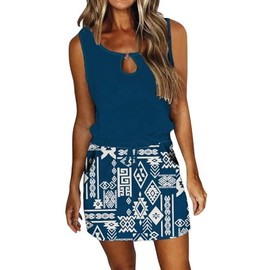 SAUKOLE Women 2025 Summer Sleeveless Tank Dresses Causal Elastic Waist Loose Fit Flowy Short Mini Dress