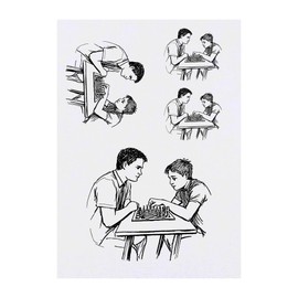 4 x 'Chess Players' Temporary Tattoos - Water Resistant, Skin-Safe, Non-Toxic Transfers, Mixed Sizes (TO00075036)