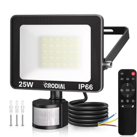 CRODIAL 25 W LED Spotlight with Motion Sensor Outdoor Remote Control 2000LM 6500K Outdoor Spotlight IP66 Waterproof 3 Modes Brightness Adjustable Headlight for Garden Garage Yard