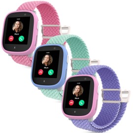 Polyjoy Pack of 3 Magnetic Braided Bracelets Compatible with Xplora X6 Bracelet, Soft Adjustable Replacement Bands for Xplora X6 Play/Xplora X6 Pro Children Girls Boys Pink + Green + Lavender