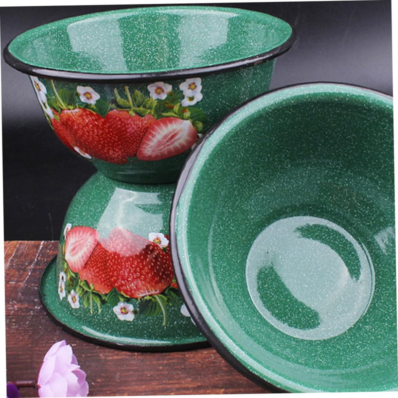 Mikinona Enamel Mixing Basin Sturdy Enamel Soup Bowl for Kitchen