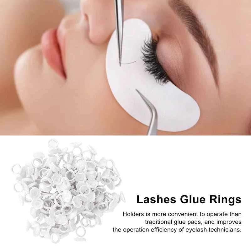 Flower Glue Rings V Shape PP Eyelash Glue Holder for
