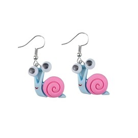 Lovely Resin Animals Earrings with Big Eyes Cute Frog Turtle Bee Ladybug Snail Duck Dangle Earrings Cartoon Jewelry for Gifts-Snail