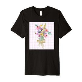 FLORAL WATERCOLORED FLOWERS BEE DRAGONFLY BUTTERFLY LADYBUG Premium T-Shirt