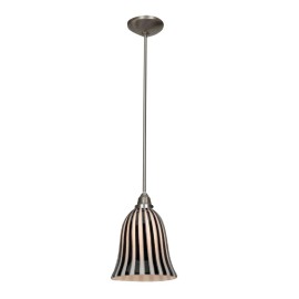 Access Lighting Brushed Steel And Black and White Glass Energy Star LED Pendant