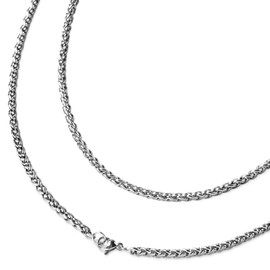 skyna Men's Necklace Chain, Accessories, Stainless Steel, Simple, Unisex, Pair with Metal Allergies, 60 cm, Stainless Steel, No Gemstone