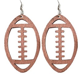 Dainty Football Wooden Dangle Earrings Hollow Sports Lover Football Shape Wood Earrings for Women Jewelry(C)