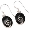 GURU SHOP Red Oval Ethnic Silver Spiral Earrings