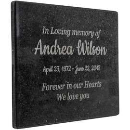 Customized In Loving Memory Black Granite Memorial or Sympathy Gift. Offered in a Variety of Sizes to Meet your Needs and Budget (8 x 6 x .4")