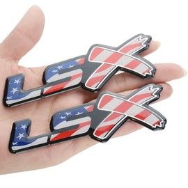 dgea Chrome Red LSX Fender Emblem Decal Badge Nameplate Letter 3D Raised Strong Adhesive Fit for 1500 2500 3500 (US Flag)