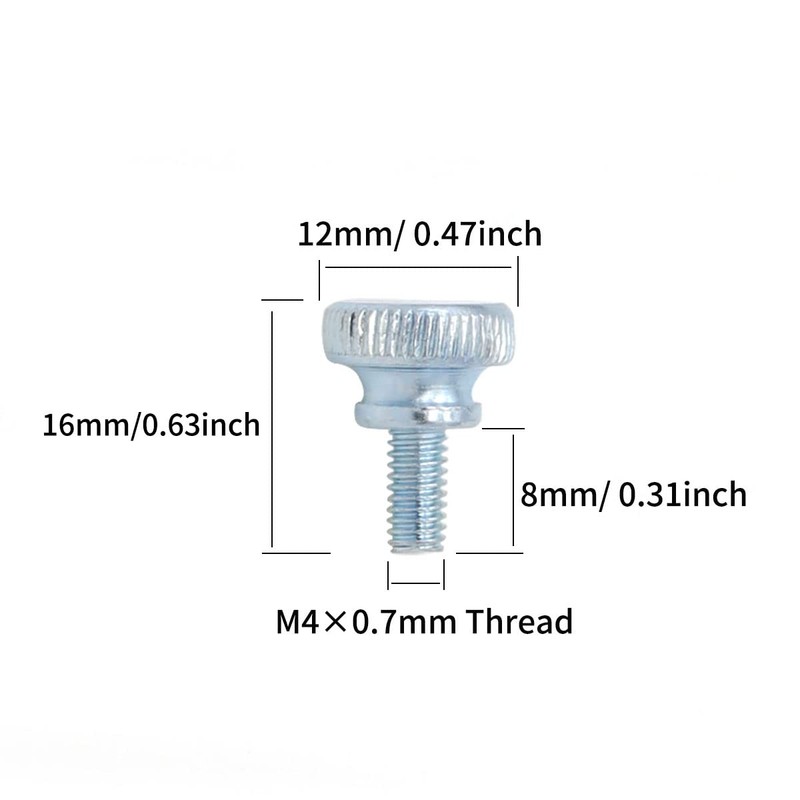 50 Pieces Flat Knurled Head Fully Threaded Thumb Screws Bolts