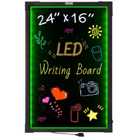 VEVOR LED Message Writing Board, 24"x16" Illuminated Erasable Lighted Chalkboard, Neon Effect Menu Sign Board, Drawing Board with 8 Fluorescent Chalk Markers and Remote Control, for Home Wedding Shop