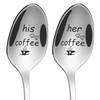 Vinsani 2 Pieces Coffee Engraved Spoons His & Hers Couple