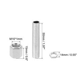PATIKIL M10 Fine Thread Lamp Pipe Repair Parts Kits, 32 Pcs M10×15 Metal Hexagon Closed Coupling Nut with Threaded Pipe and Hex Nut for Lamp Repair