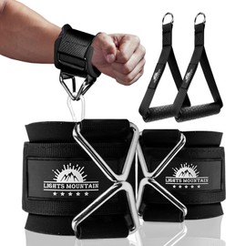 Lights Mountain Gym Handles & Wrist Cuffs Set – Heavy-Duty Cable Machine Attachments for Lateral Raises, Strength Training, Resistance Workouts & Pull Exercises, Padded Grip & Adjustable Straps