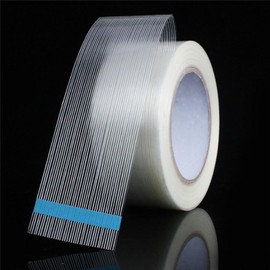 TopHomer 1 Roll Glasfaserklebeband, Reparatur Verstärktes Packband, Transparentes Filamentband für Schwere Duty Versandkasten Wasserdichtes Reparaturband für Geradlinige Leitung (35mmx50m)