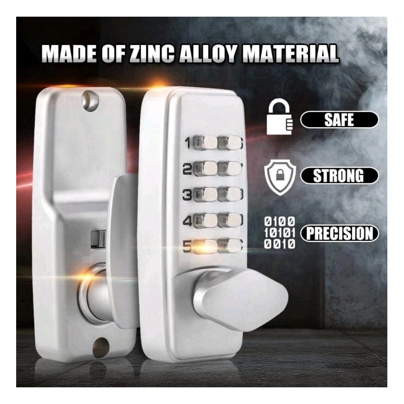 HURRISE Code Lock, 2-8 Digit Combination, Waterproof, Silver, Modern, Keyless