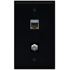 RiteAV 1 Gang Wall Plate (Black) 2 Port - Cat6 (Shielded) Coax (Black)