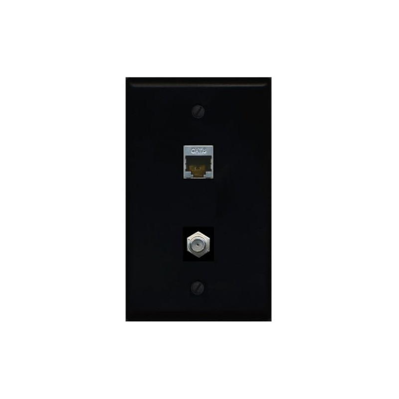 RiteAV 1 Gang Wall Plate (Black) 2 Port - Cat6
