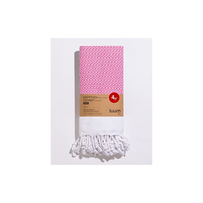 Luum® Set of 4 Hamam Guest Towels, Place Mats, Washable