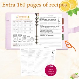 IdeaMarlle Recipe Book to Write in Your Own Recipes, Recipe Binder Hold 160 Recipes, Leather Cover Recipe Cookbook with Divider Tabs,Gifts for Mom Daughter (Extra 80 sheets blank recipe papers)