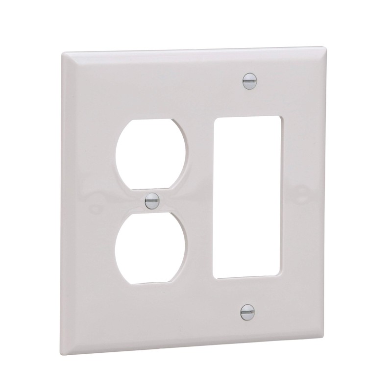 Eaton PJ826W 2-Gang Combination Duplex Receptacle Decorator GFCI Rocker Switch