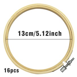16 Pack 5 inch Mini Bamboo Circle,Embroidery Hoop Cross Stitch Hoop Ring for DIY Art Craft Handy Sewing