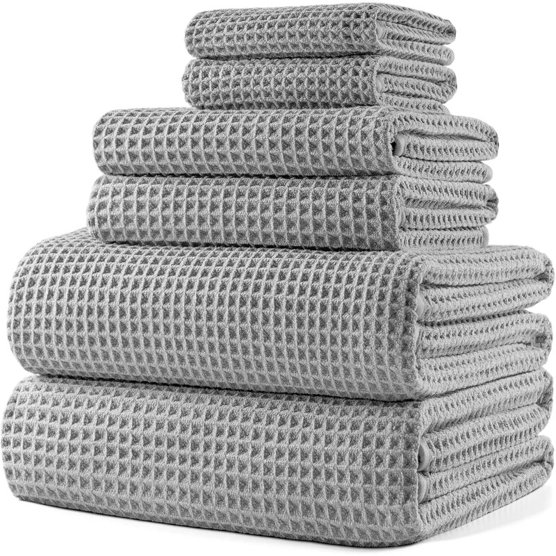 Polyte Set de 6 Toallas de Baño Microfibra Waffle Secado