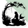 4 x Small 50mm 'Mermaid Silhouette with Tree' Transparent/Clear Sticker