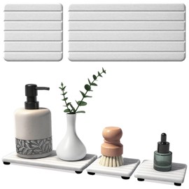 3PCS Stone Drying Tray, Stones Soap Trays, Water Absorbing Stone Tray for Sink, Fast Dry Diatomite Stones Mat, Used for Hand Soaps,Sponge,Toothbrush Holder in Bathroom Counter and Kitchen Sinks