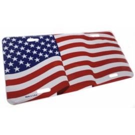 BLVD USA Waving American Flag  Aluminum Metal License Plate Sign Tag NEW Free Ship