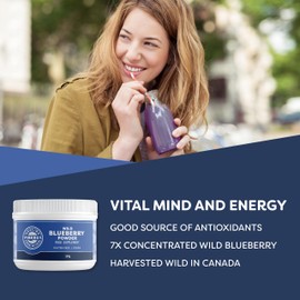 Vimergy Wild Blueberry Powder, 31 Servings – Wild Blueberry – Blueberry Powder from Whole Blueberries– Vegan Supplement – Formulated Without Added Sugar or fillers – Non-GMO & Gluten-Free (120g) 