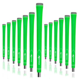 Karma Neion II 13 Piece Golf Grip Set, Green Standard Size Vibrant Neon Color Multi Textured Slip Resistant Rubber Replacement Golf Club Grips for Men