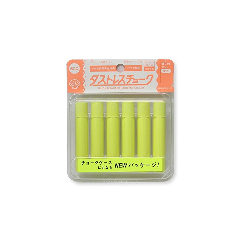 Japan 理化学 Dust Sleevless Fluorescent Yellow 6 Pieces of Chalk DCK – 6 – Y