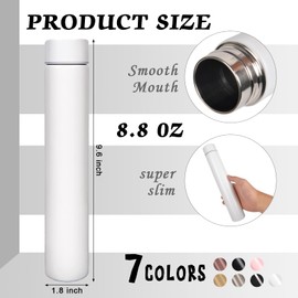 ChezMax Slim Stainless Steel Insulated Water Bottle Travel Cup Sports Drink Bottle 9.56 oz,White