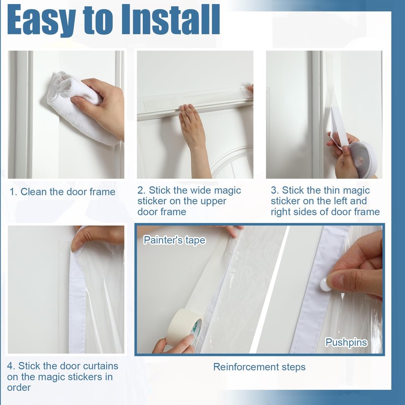 Preboun 3 Sets Dust Barrier Magnetic Dust Barrier Door Kit