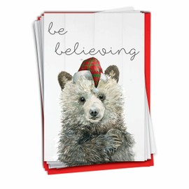 The Best Card Company Holiday Be Wild - Bear - 12 Boxed Merry Christmas Greeting Cards with Envelopes (4.63 x 6.75 Inch) - C9543CXSG-B12x1