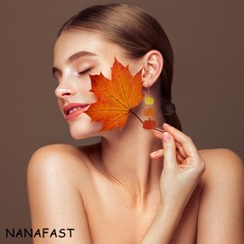 Nanafast Thanksgiving Fall Earrings for Women Maple Leaf Pumpkin Dangle Earrings Lightweight Acrylic Fall Gifts for Thanksgiving Party Autumn-Pumpkin