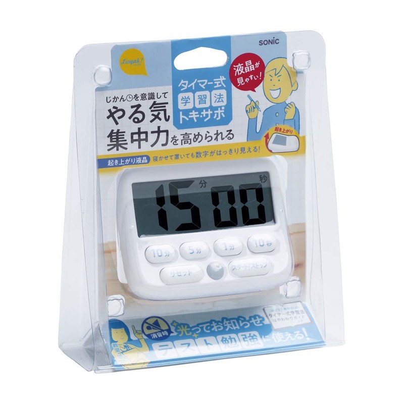 Sonic LV-3051-W Digital Timer, Toki Suppo, Light Up Notifications, White