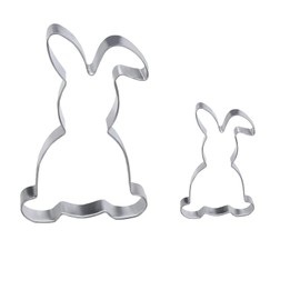LIANRISES Pack of 2 Easter Cookie Cutters Easter Bunny Gingerbread Man Cutters Easter Moulds Bunny Cookie Cutter for DIY Baking Stainless Steel